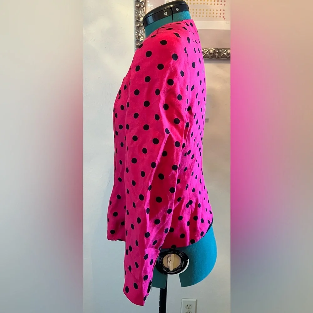 Vintage Christian Dior The Suit Pink Polka Dot Button Jacket